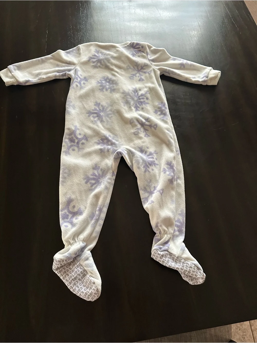 Carter's Lavender and White Snowflake Footed One-Piece Pajamas